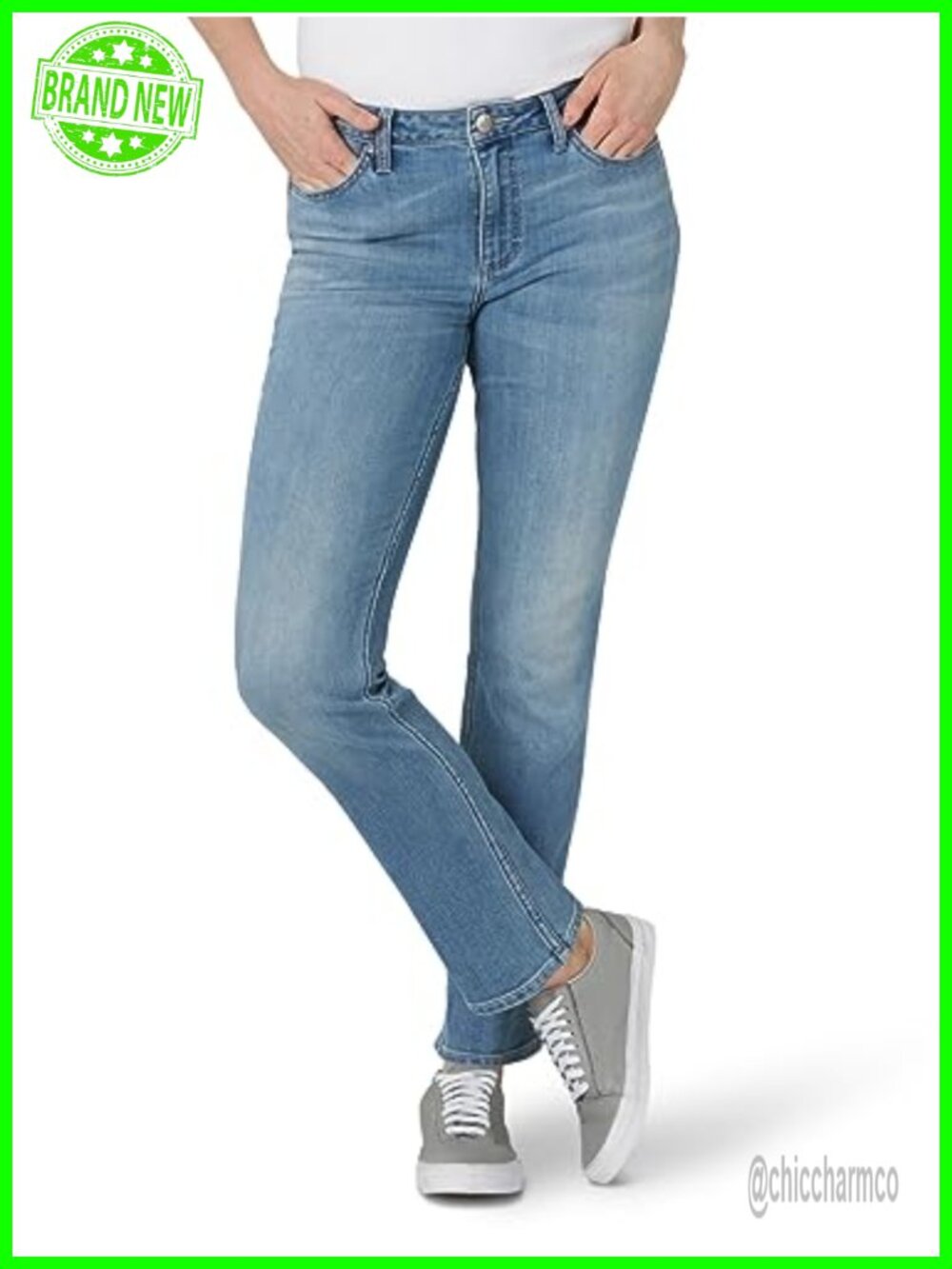 Women's Legendary Mid Rise Straight Leg Jeans Cotton Blend Zipper Closure